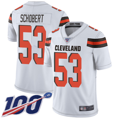 Cleveland Browns Joe Schobert Men White Limited Jersey #53 NFL Football Road 100th Season Vapor Untouchable->cleveland browns->NFL Jersey